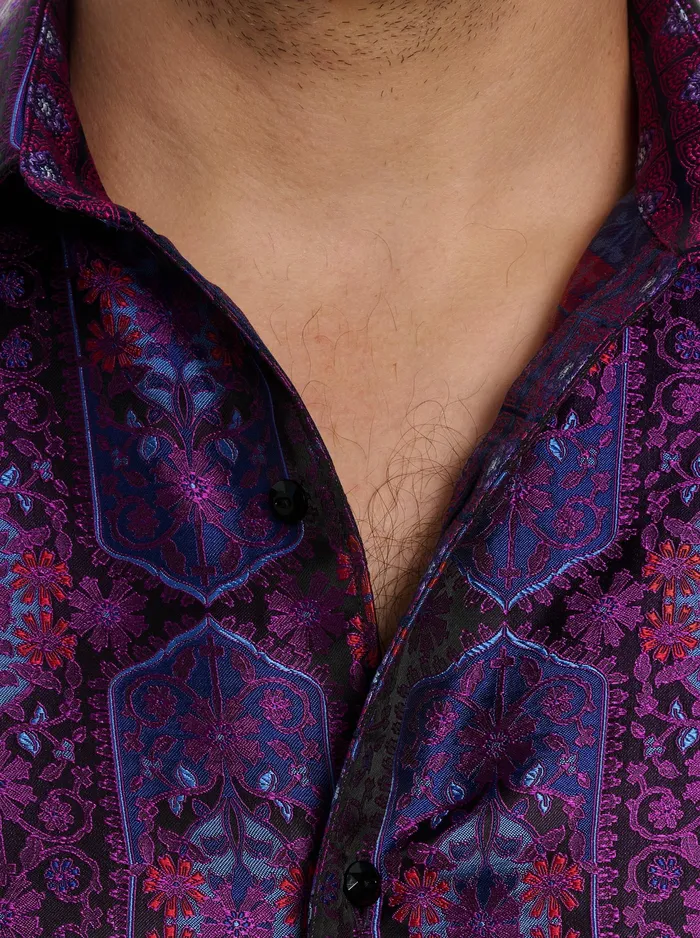 Robert Graham Long Sleeve Button Down Shirts Men LIMITED EDITION THE HIGH RENOWN BUTTON DOWN SHIRT Magenta