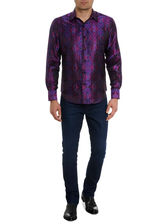 Robert Graham Long Sleeve Button Down Shirts Men LIMITED EDITION THE HIGH RENOWN BUTTON DOWN SHIRT Magenta