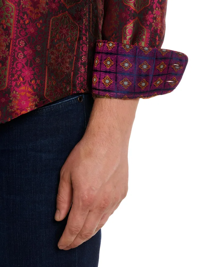 Robert Graham Long Sleeve Button Down Shirts Men LIMITED EDITION THE HIGH RENOWN BUTTON DOWN SHIRT Magenta