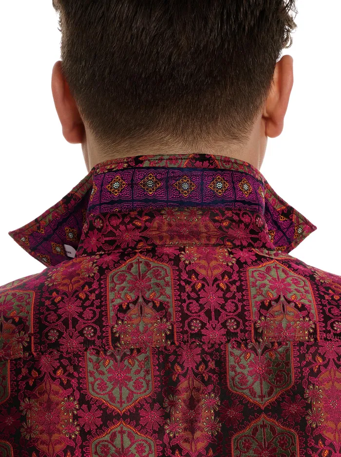 Robert Graham Long Sleeve Button Down Shirts Men LIMITED EDITION THE HIGH RENOWN BUTTON DOWN SHIRT Magenta