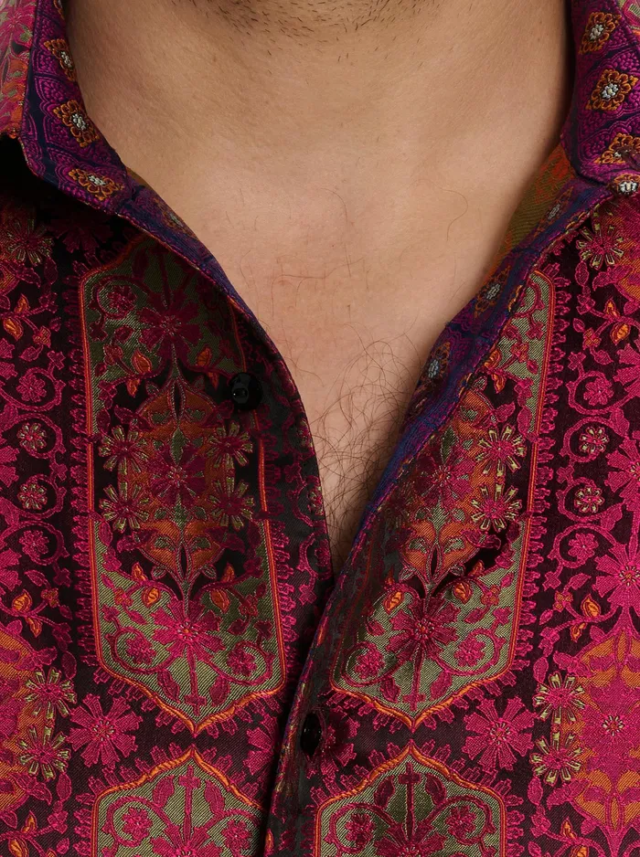 Robert Graham Long Sleeve Button Down Shirts Men LIMITED EDITION THE HIGH RENOWN BUTTON DOWN SHIRT Magenta
