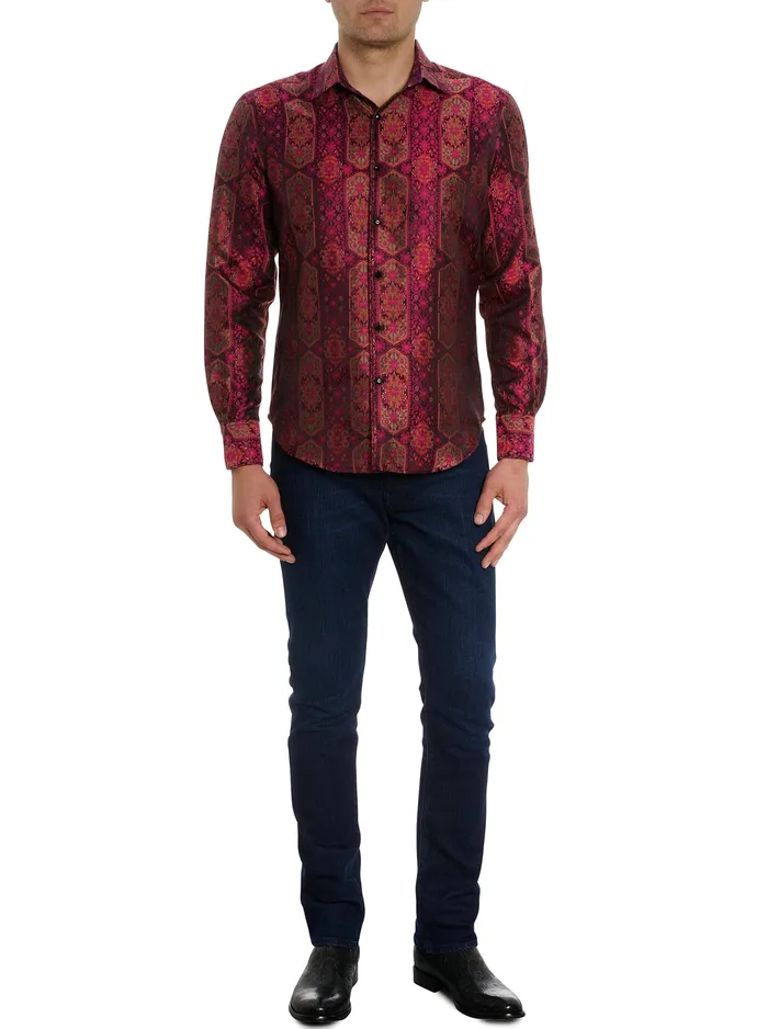 Robert Graham Long Sleeve Button Down Shirts Men LIMITED EDITION THE HIGH RENOWN BUTTON DOWN SHIRT Magenta