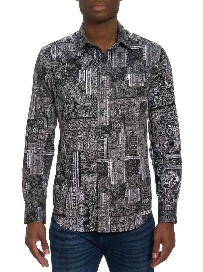 Robert Graham Long Sleeve Button Down Shirts Men LOCARNO LONG SLEEVE BUTTON DOWN SHIRT Black Robert Graham Long Sleeve Button Down Shirts Men LOCARNO LONG SLEEVE BUTTON DOWN SHIRT Black