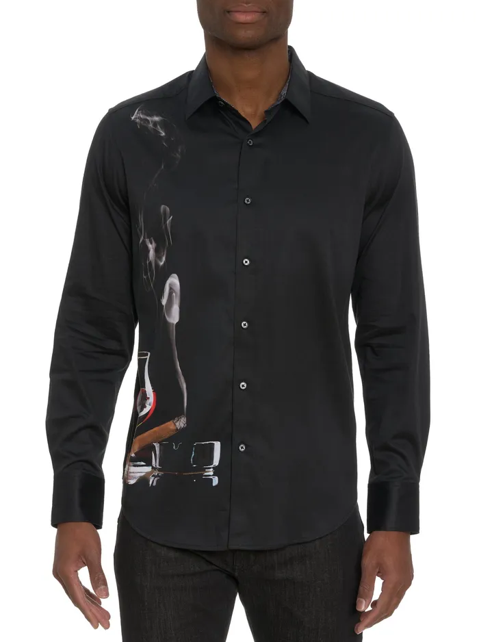Robert Graham Long Sleeve Button Down Shirts Men MAN CAVE LONG SLEEVE BUTTON DOWN SHIRT Black Robert Graham Long Sleeve Button Down Shirts Men MAN CAVE LONG SLEEVE BUTTON DOWN SHIRT Black