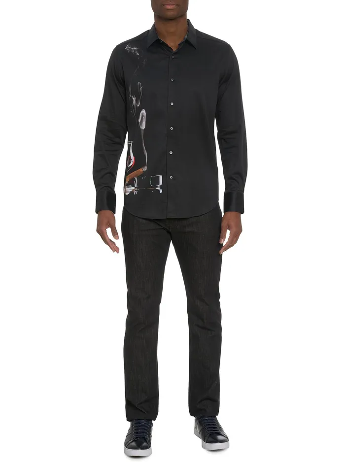 Robert Graham Long Sleeve Button Down Shirts Men MAN CAVE LONG SLEEVE BUTTON DOWN SHIRT Black