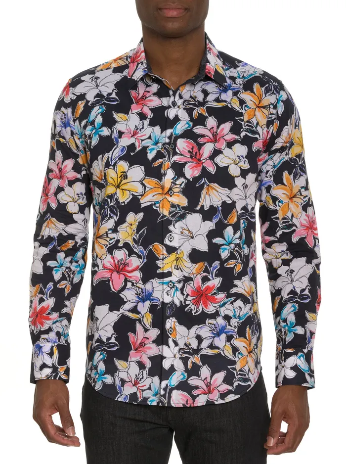 Robert Graham Long Sleeve Button Down Shirts Men OBEROI LONG SLEEVE BUTTON DOWN SHIRT Black