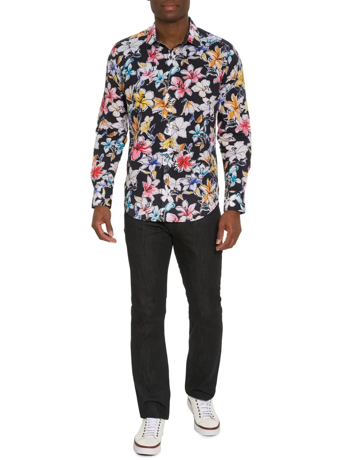 Robert Graham Long Sleeve Button Down Shirts Men OBEROI LONG SLEEVE BUTTON DOWN SHIRT Black