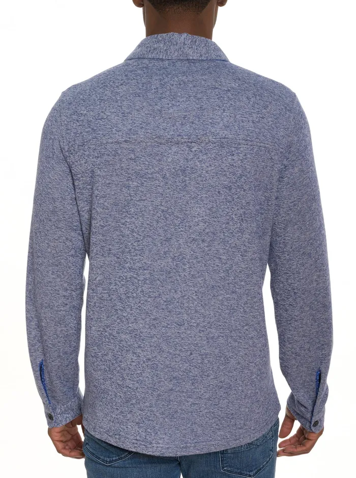 Robert Graham Long Sleeve Button Down Shirts Men ORTIS LONG SLEEVE BUTTON FRONT KNIT SHIRT Navy