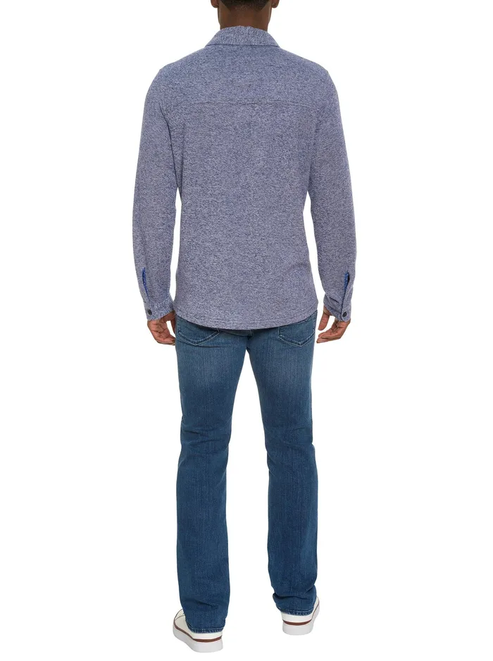 Robert Graham Long Sleeve Button Down Shirts Men ORTIS LONG SLEEVE BUTTON FRONT KNIT SHIRT Navy
