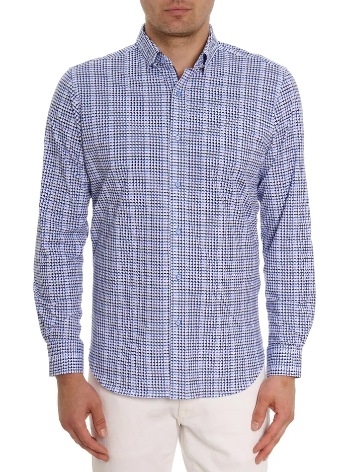 Robert Graham Long Sleeve Button Down Shirts Men RIZZO MOTION LONG SLEEVE KNIT BUTTON DOWN SHIRT Blue Robert Graham Long Sleeve Button Down Shirts Men RIZZO MOTION LONG SLEEVE KNIT BUTTON DOWN SHIRT Blue