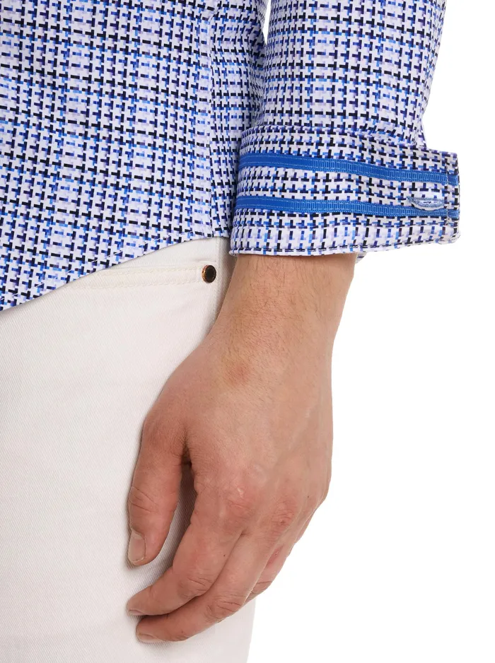 Robert Graham Long Sleeve Button Down Shirts Men RIZZO MOTION LONG SLEEVE KNIT BUTTON DOWN SHIRT Blue
