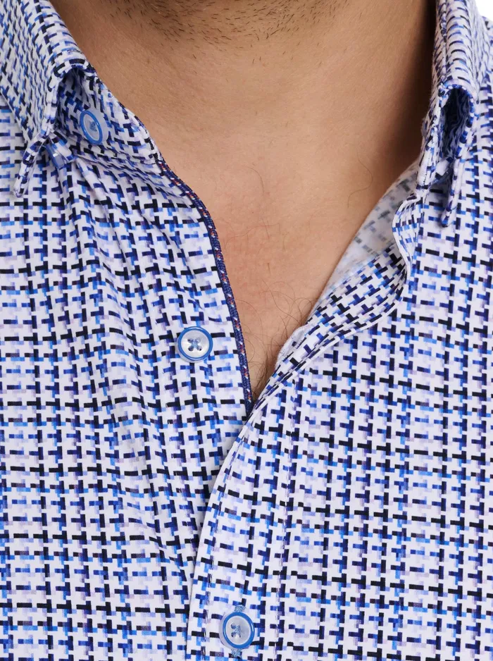 Robert Graham Long Sleeve Button Down Shirts Men RIZZO MOTION LONG SLEEVE KNIT BUTTON DOWN SHIRT Blue