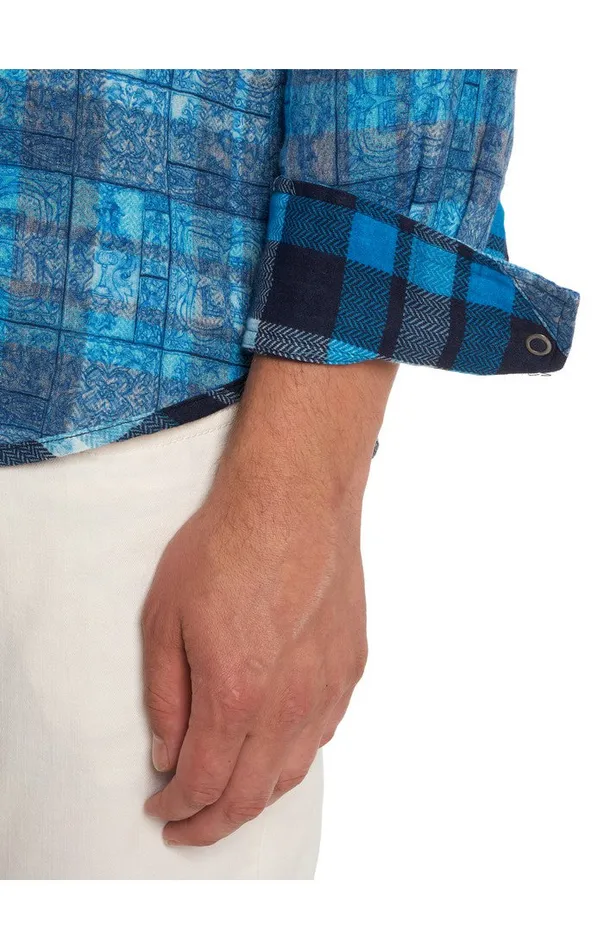 Robert Graham Long Sleeve Button Down Shirts Men TREMBLAY REVERSIBLE LONG SLEEVE BUTTON DOWN SHIRT Blue