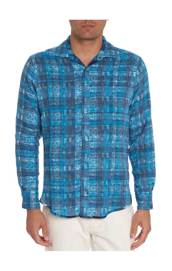 Robert Graham Long Sleeve Button Down Shirts Men TREMBLAY REVERSIBLE LONG SLEEVE BUTTON DOWN SHIRT Blue