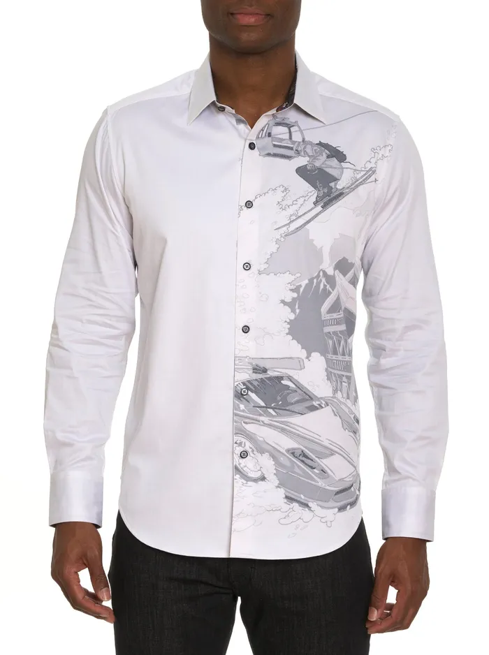 Robert Graham Long Sleeve Button Down Shirts Men WHAT A TRIP LONG SLEEVE BUTTON DOWN SHIRT White