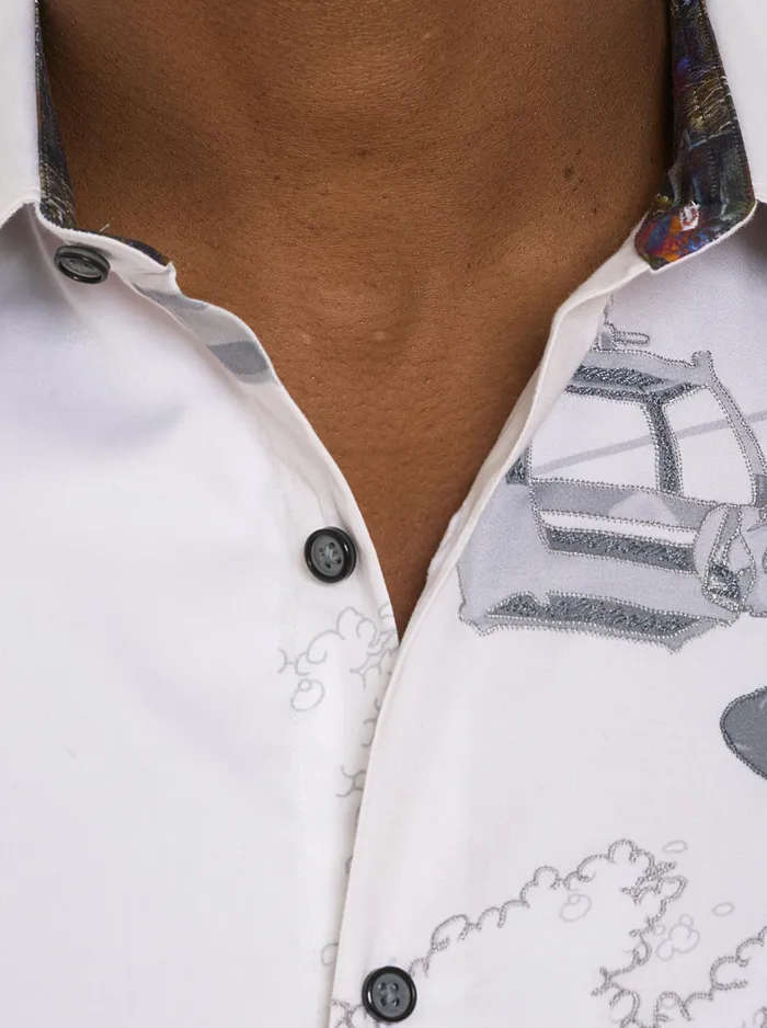 Robert Graham Long Sleeve Button Down Shirts Men WHAT A TRIP LONG SLEEVE BUTTON DOWN SHIRT White