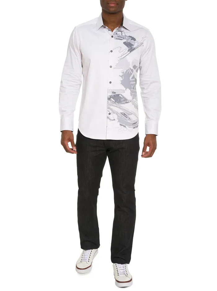 Robert Graham Long Sleeve Button Down Shirts Men WHAT A TRIP LONG SLEEVE BUTTON DOWN SHIRT White