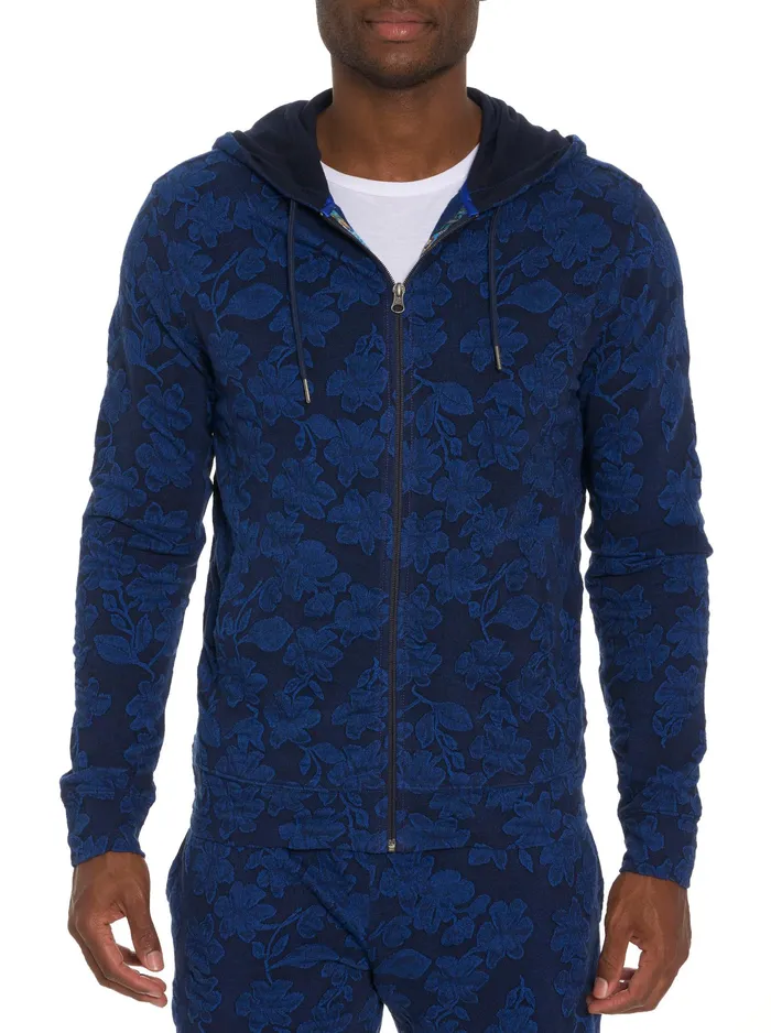 Robert Graham Long Sleeve Knits Men NIELSEN FULL ZIP HOODIE Navy