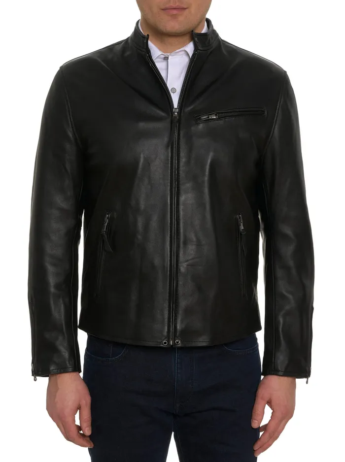 Robert Graham Outerwear Men KILBURN LEATHER BOMBER Black