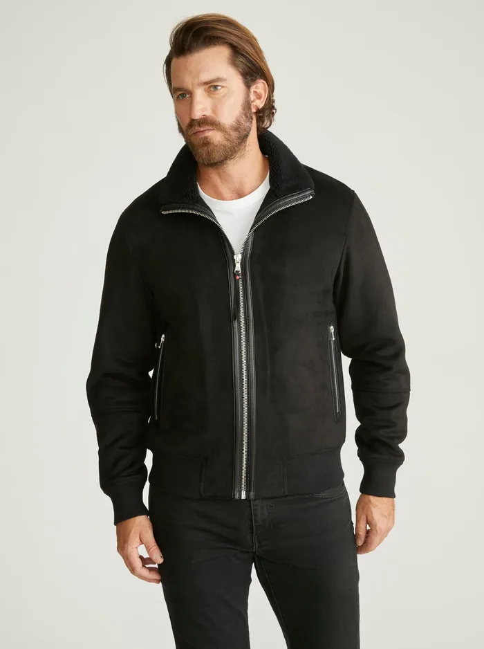 Robert Graham Outerwear Men VEGAN SUEDE BOMBER Black