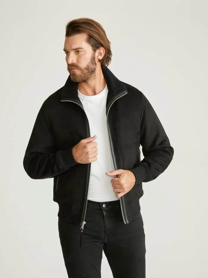 Robert Graham Outerwear Men VEGAN SUEDE BOMBER Black
