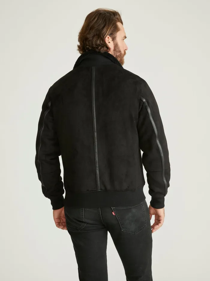 Robert Graham Outerwear Men VEGAN SUEDE BOMBER Black