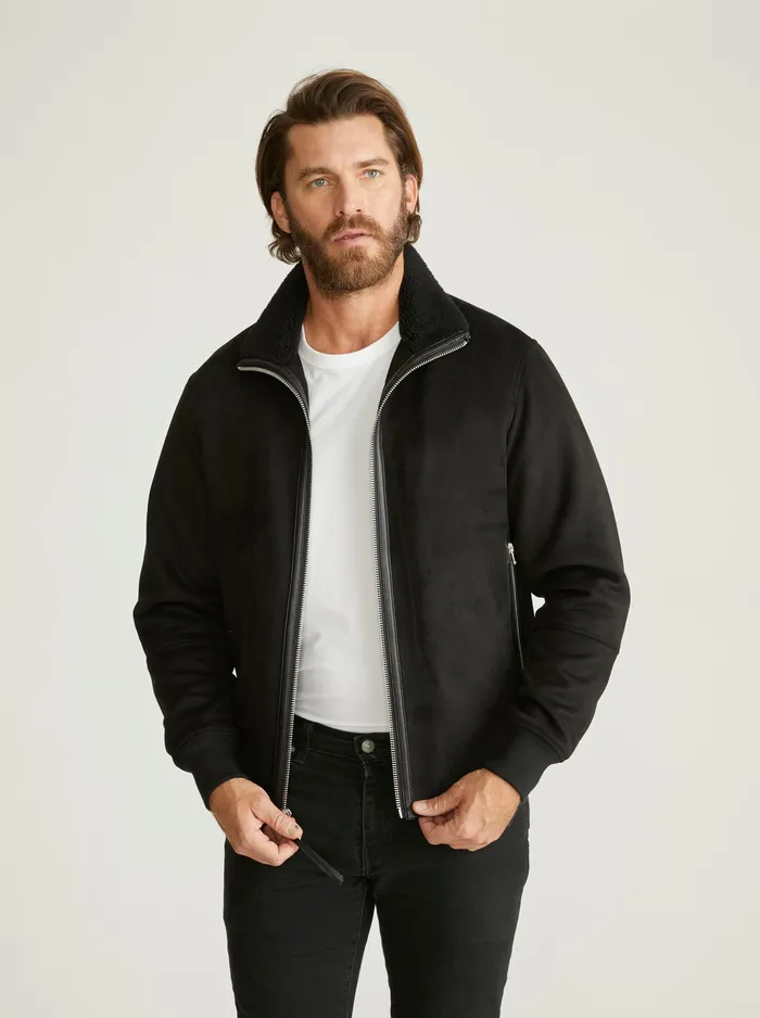 Robert Graham Outerwear Men VEGAN SUEDE BOMBER Black