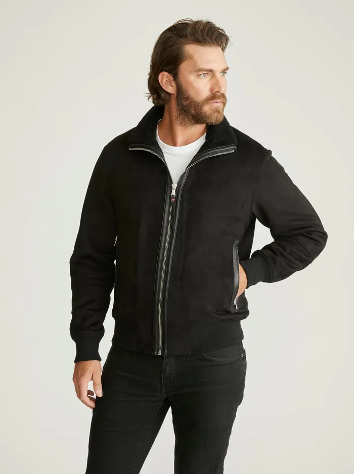 Robert Graham Outerwear Men VEGAN SUEDE BOMBER Black