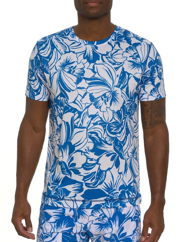 Robert Graham Polos and TShirts Men BEACH HIBISCUS PERFORMANCE GRAPHIC TSHIRT Blue