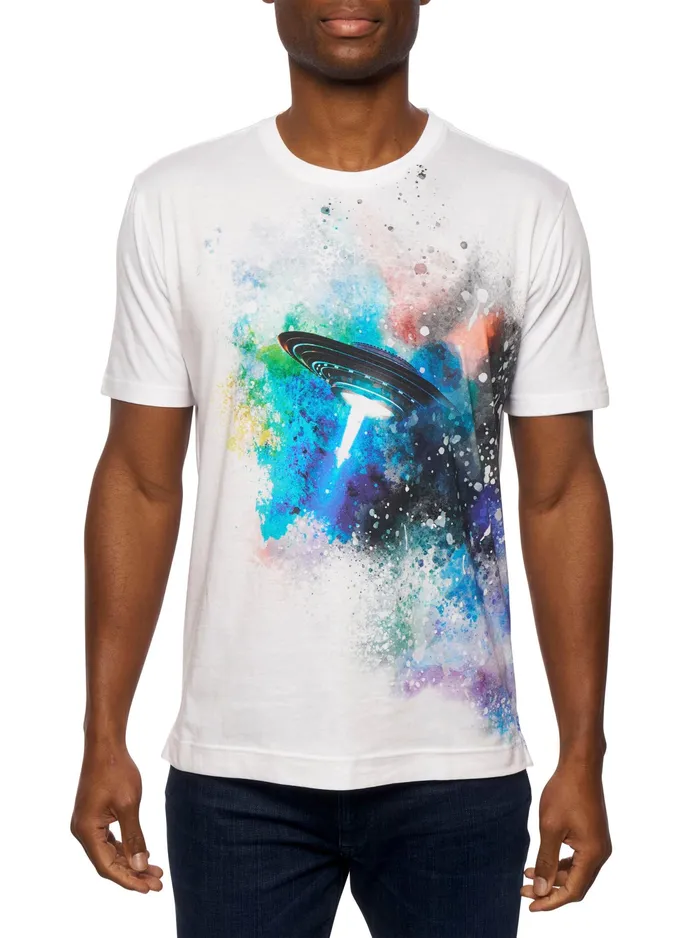 Robert Graham Polos and TShirts Men EXPLOSIVE UFO TSHIRT White