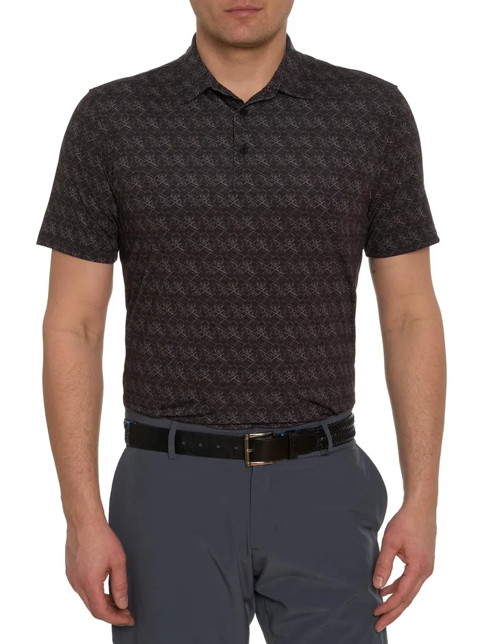 Robert Graham Polos and TShirts Men IRON SKULL PERFORMANCE POLO Black