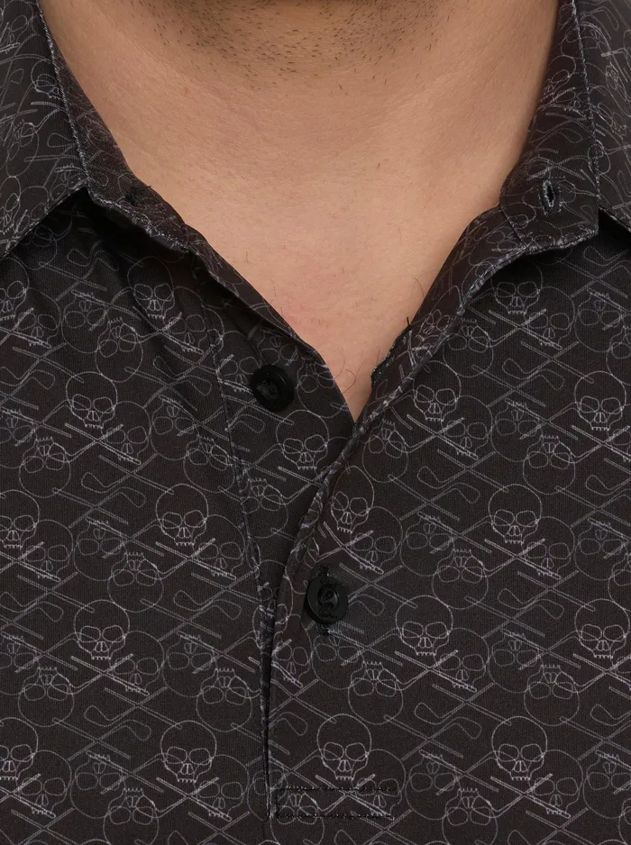 Robert Graham Polos and TShirts Men IRON SKULL PERFORMANCE POLO Black
