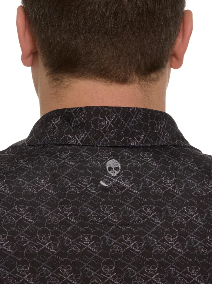 Robert Graham Polos and TShirts Men IRON SKULL PERFORMANCE POLO Black