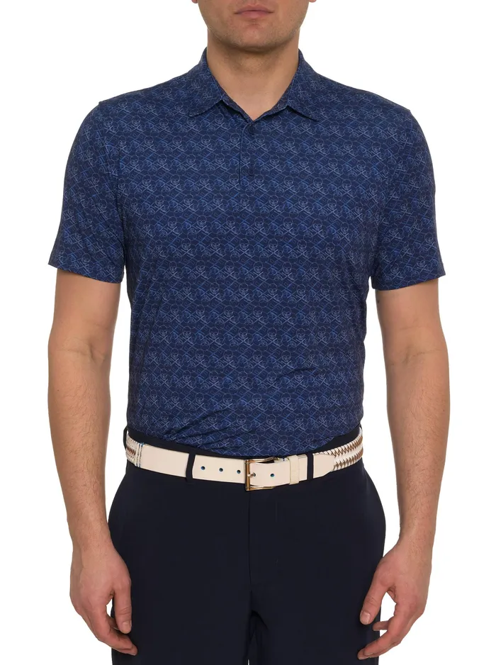 Robert Graham Polos and TShirts Men IRON SKULL PERFORMANCE POLO Black