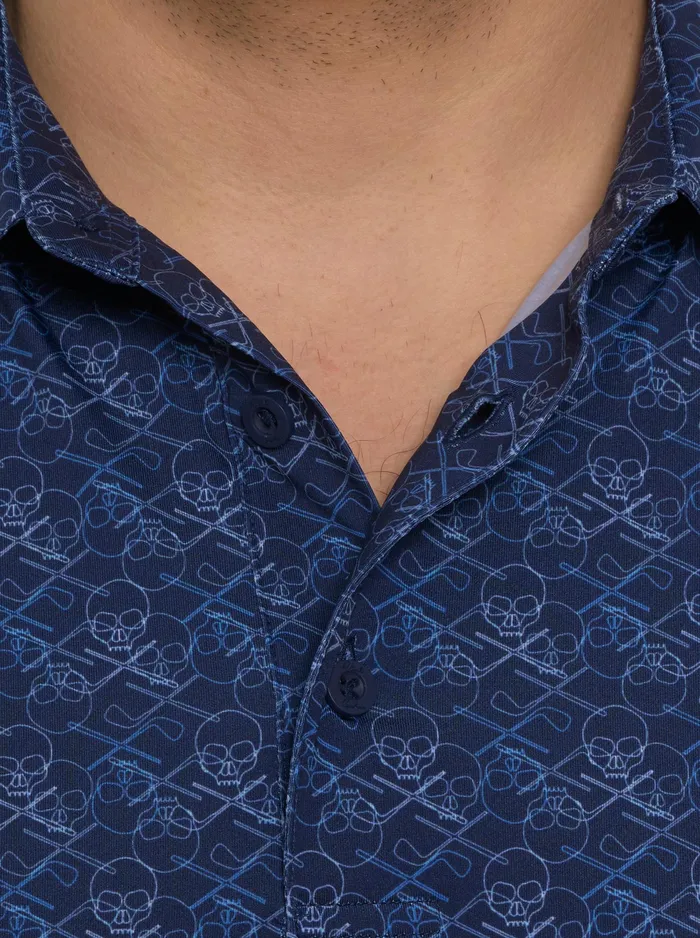Robert Graham Polos and TShirts Men IRON SKULL PERFORMANCE POLO Black