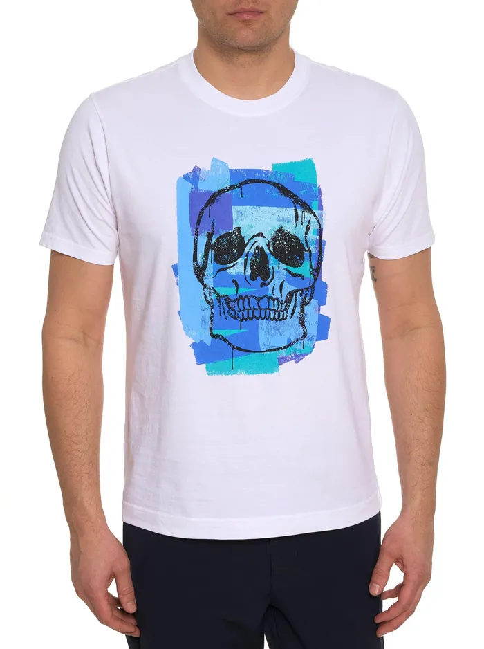 Robert Graham Polos and TShirts Men PAINT SKULL GRAPHIC TSHIRT White