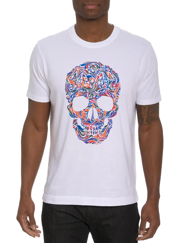 Robert Graham Polos and TShirts Men SWIRL SKULL GRAPHIC TSHIRT White