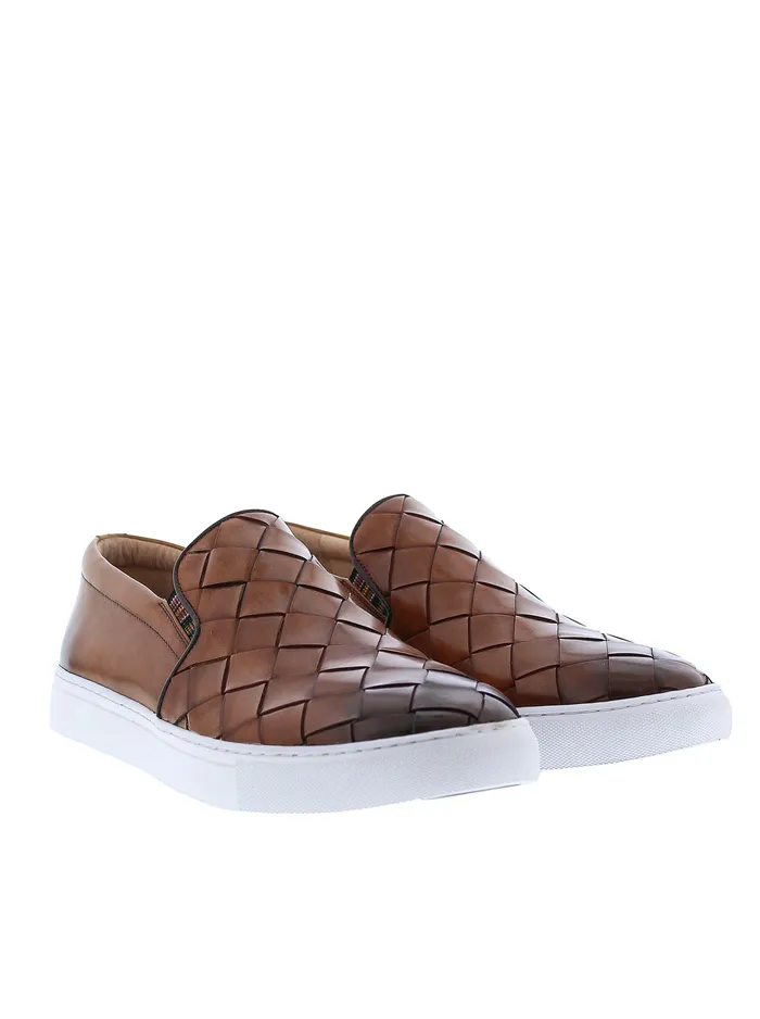 Robert Graham Shoes Men EROSION SLIP ON SNEAKER Cognac