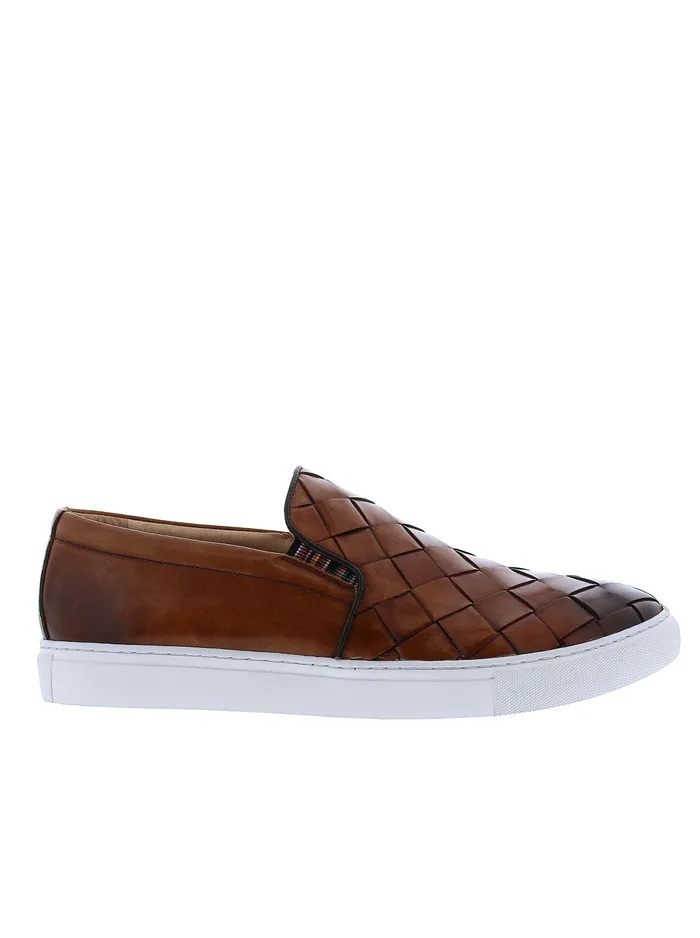 Robert Graham Shoes Men EROSION SLIP ON SNEAKER Cognac