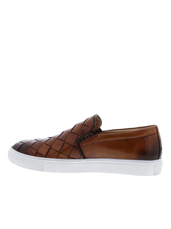 Robert Graham Shoes Men EROSION SLIP ON SNEAKER Cognac