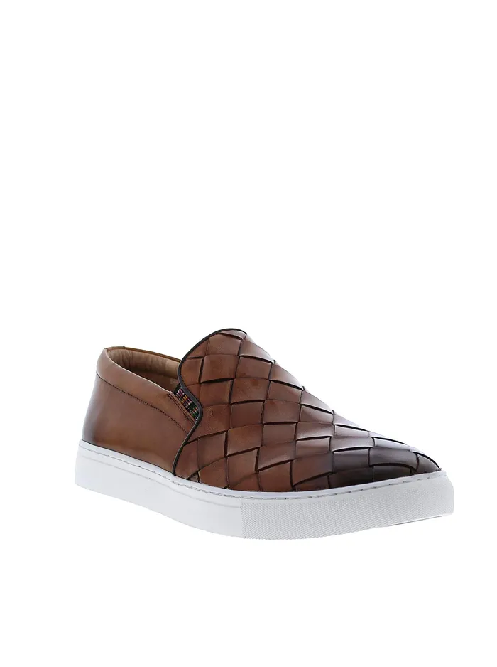 Robert Graham Shoes Men EROSION SLIP ON SNEAKER Cognac