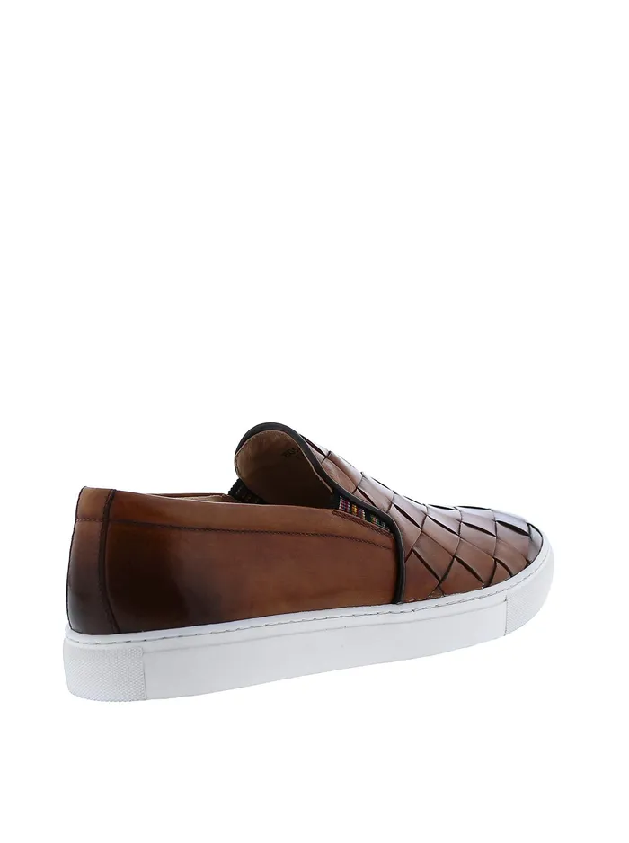 Robert Graham Shoes Men EROSION SLIP ON SNEAKER Cognac
