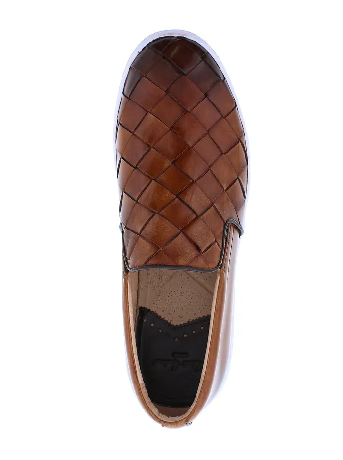 Robert Graham Shoes Men EROSION SLIP ON SNEAKER Cognac