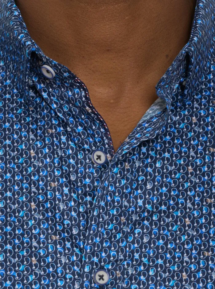 Robert Graham Short Sleeve Button Down Shirts Men BERRADA SHORT SLEEVE BUTTON DOWN SHIRT Navy