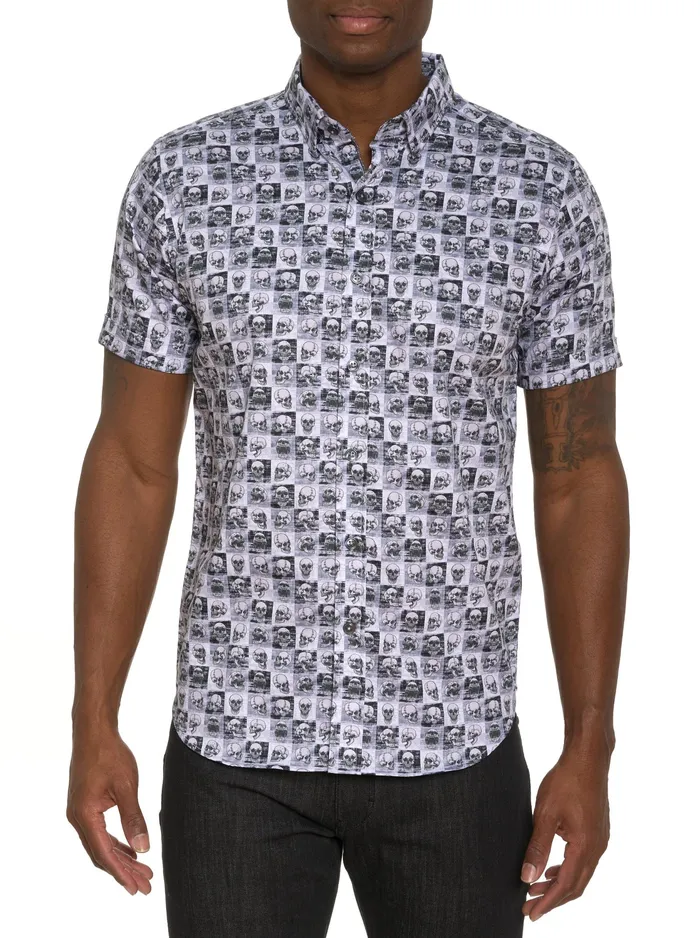 Robert Graham Short Sleeve Button Down Shirts Men BONEHEAD SHORT SLEEVE BUTTON DOWN SHIRT Black Robert Graham Short Sleeve Button Down Shirts Men BONEHEAD SHORT SLEEVE BUTTON DOWN SHIRT Black