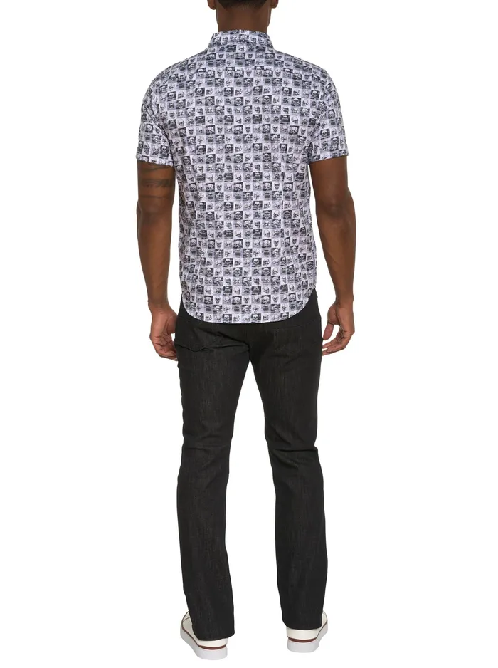 Robert Graham Short Sleeve Button Down Shirts Men BONEHEAD SHORT SLEEVE BUTTON DOWN SHIRT Black