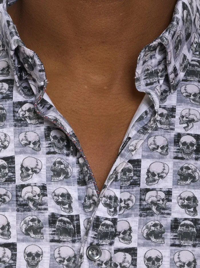 Robert Graham Short Sleeve Button Down Shirts Men BONEHEAD SHORT SLEEVE BUTTON DOWN SHIRT Black