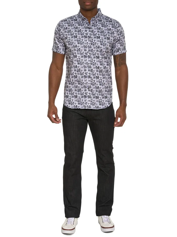 Robert Graham Short Sleeve Button Down Shirts Men BONEHEAD SHORT SLEEVE BUTTON DOWN SHIRT Black