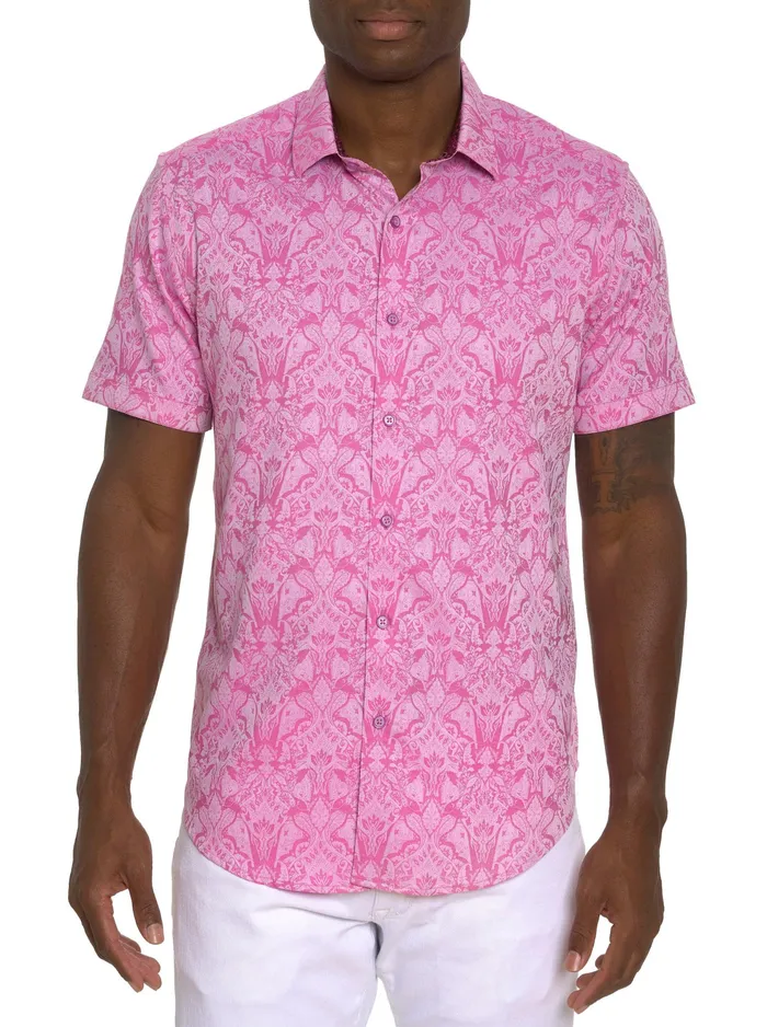 Robert Graham Short Sleeve Button Down Shirts Men HIGHLAND SHORT SLEEVE BUTTON DOWN SHIRT Pink Robert Graham Short Sleeve Button Down Shirts Men HIGHLAND SHORT SLEEVE BUTTON DOWN SHIRT Pink