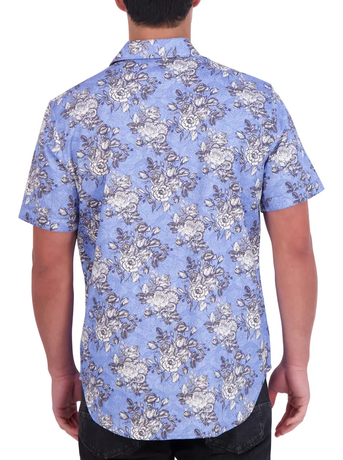 Robert Graham Short Sleeve Button Down Shirts Men KILLIAN SHORT SLEEVE BUTTON DOWN SHIRT Blue